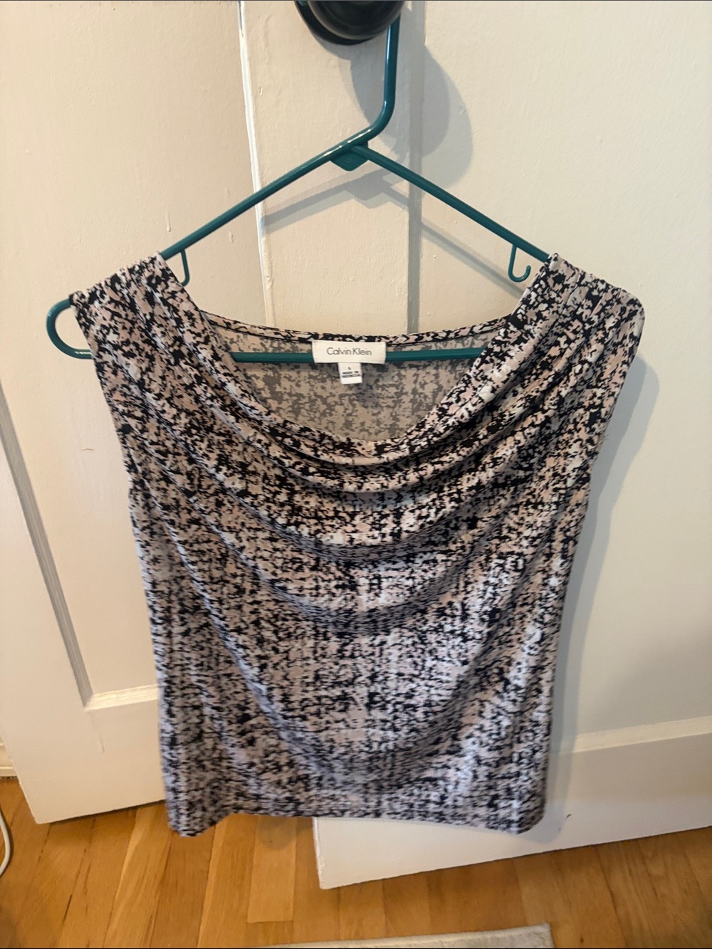 Calvin Klein Black, light pink and white Cowl Neck Sleeveless Top